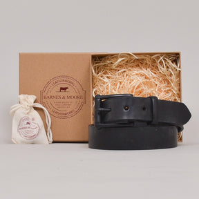 Barnes & Moore Garrison English Leather Belt - Black/Black
